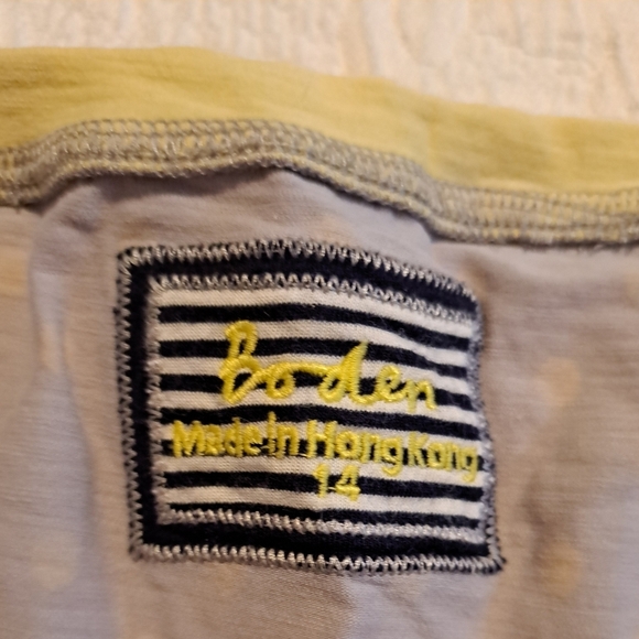 Boden women's size US 14 gray and yellow polka dot long sleeve shirt VGUC - Picture 2 of 3